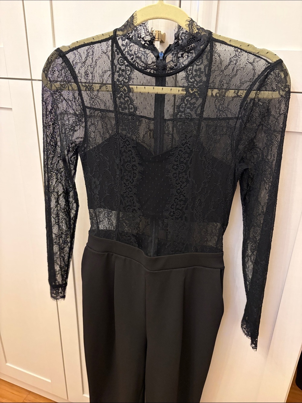 Express Black Lace Long-Sleeve Bodysuit Top